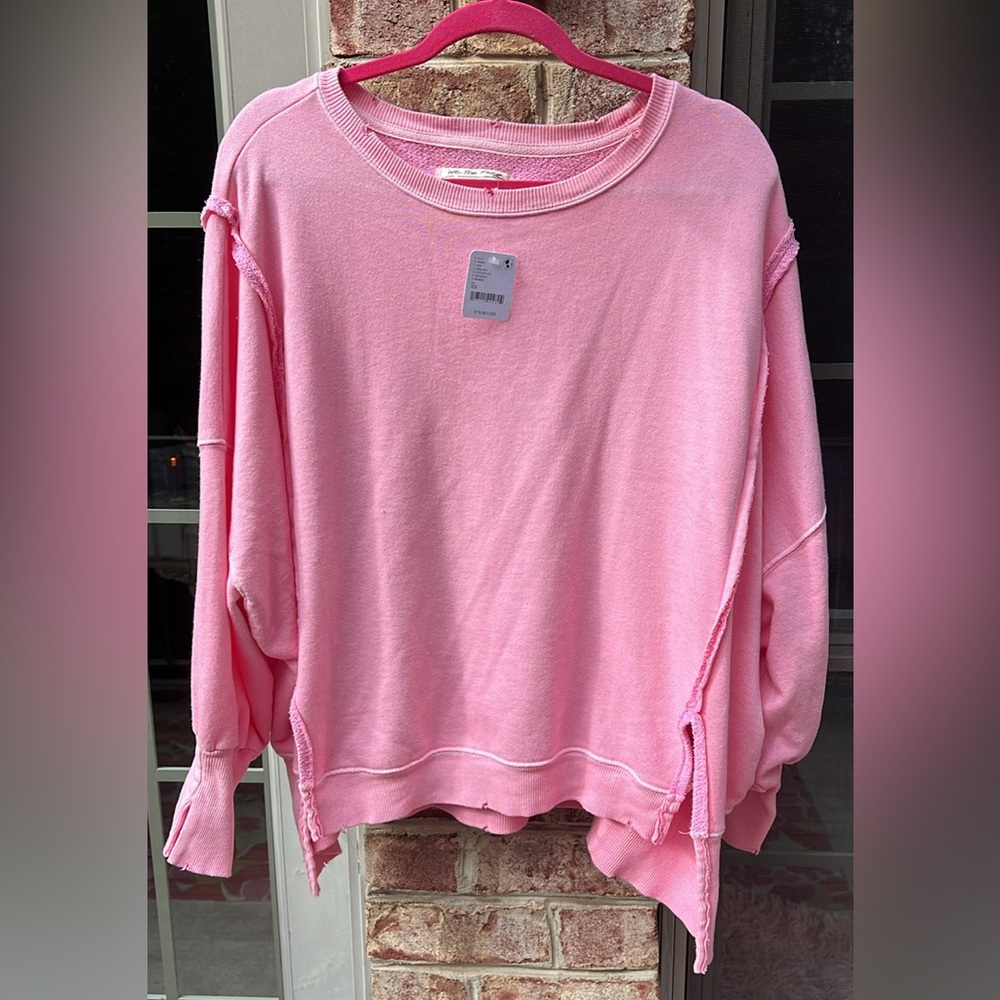 NWT We The Free by Free People Oversize Pink Sweatshirt XS